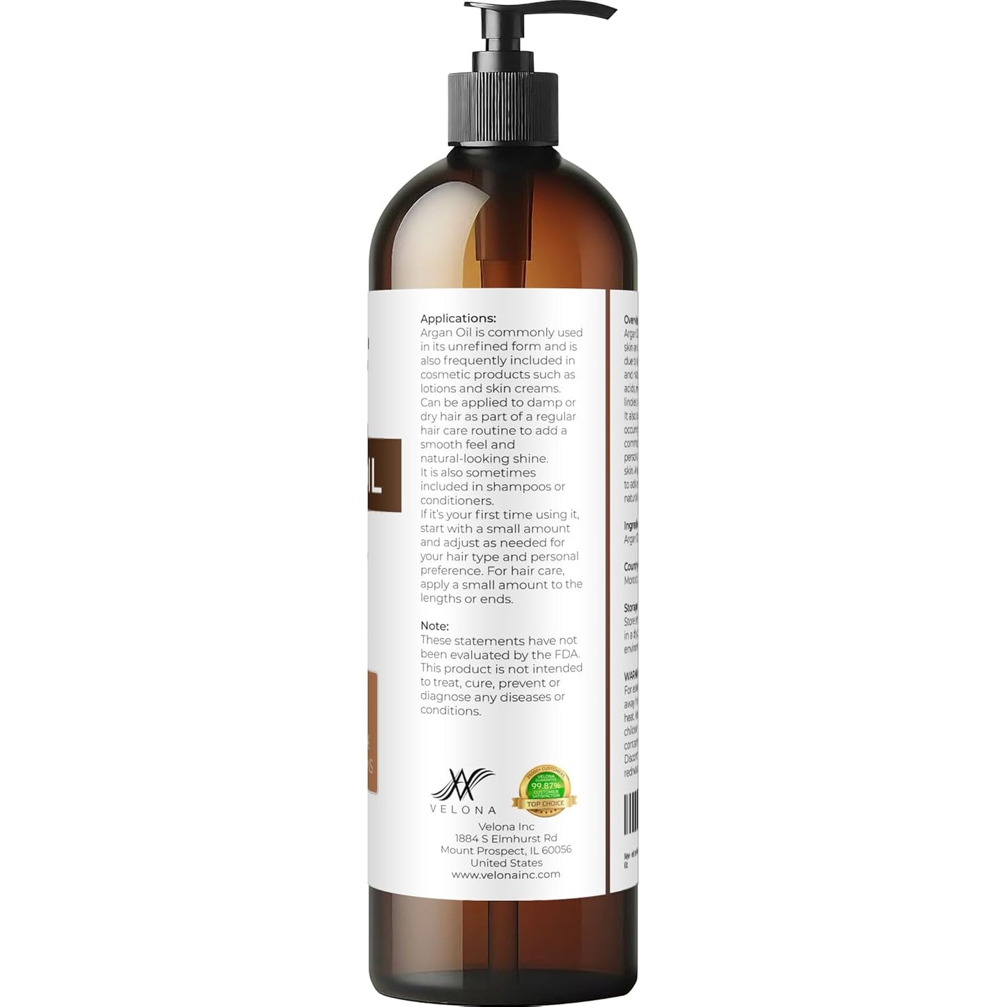 velona Argan Oil - 8 Fl Oz | 100% Pure and Natural | Morocco Oil | Skin, Body and Face Care | Nails Protector | Unrefined, Cold Pressed | Cap Kit