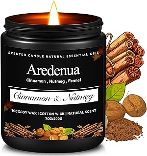 Cinnamon & Nutmeg Candles – Warm Holiday & Winter Spice Aroma, Cozy Holiday & Christmas Candles Gift, Hand-Poured Soy Candle for Christmas Home Décor & Cozy Seasonal Gifting