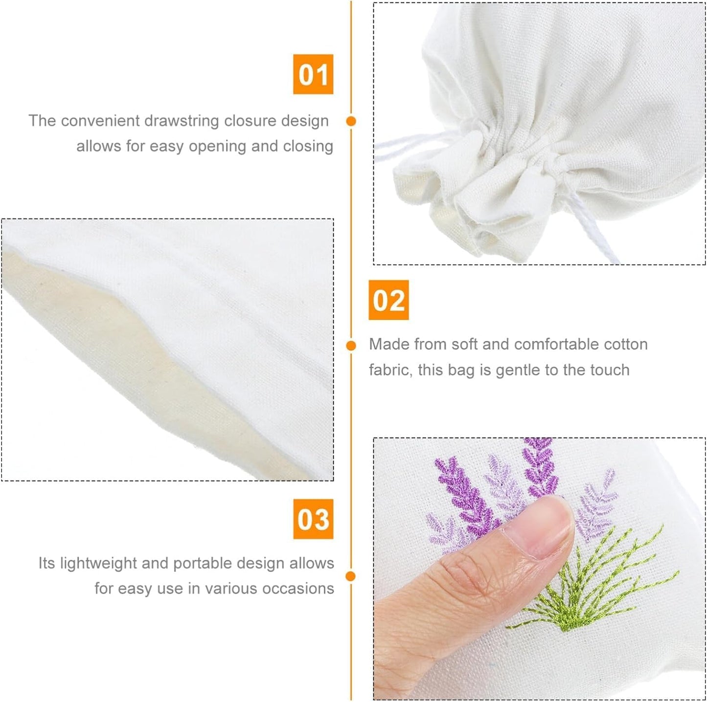 10pcs Sachet Storage Bags-Multi-Purpose Sachet Storage Bags with Lavender Pattern, and Durable for Travel, Crafts, Organizing Small Items