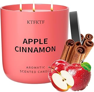 Apple Cinnamon Scented Candle - 14.1oz Soy Candles for Home Scented, 80H Long Lasting Burn, Non-Toxic Aromatherapy Candle for Relaxation, Stress Relief, Birthday,Mothers Day Gifts for Women