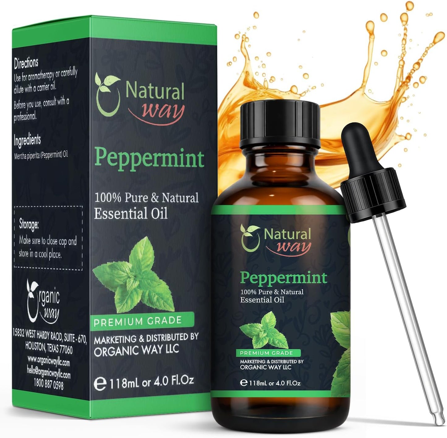 Peppermint Essential Oil - Pure Aromatherapy Oil for Diffusers, Hair Growth, Skin, Scalp Care, Massage | Refreshing Hair Oil for Women & Men | Essential Oil for Diffuser | 4 Fl Oz (118 mL)