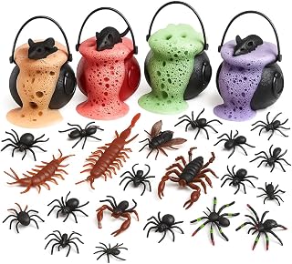 Halloween Bath Bombs Gift Set 4 Witches Brew Cauldrons Fizzy and Bubble 7 oz/Each Bath Bombs with Surprise Scary Toys Inside for Kids! 4 Cauldrons!