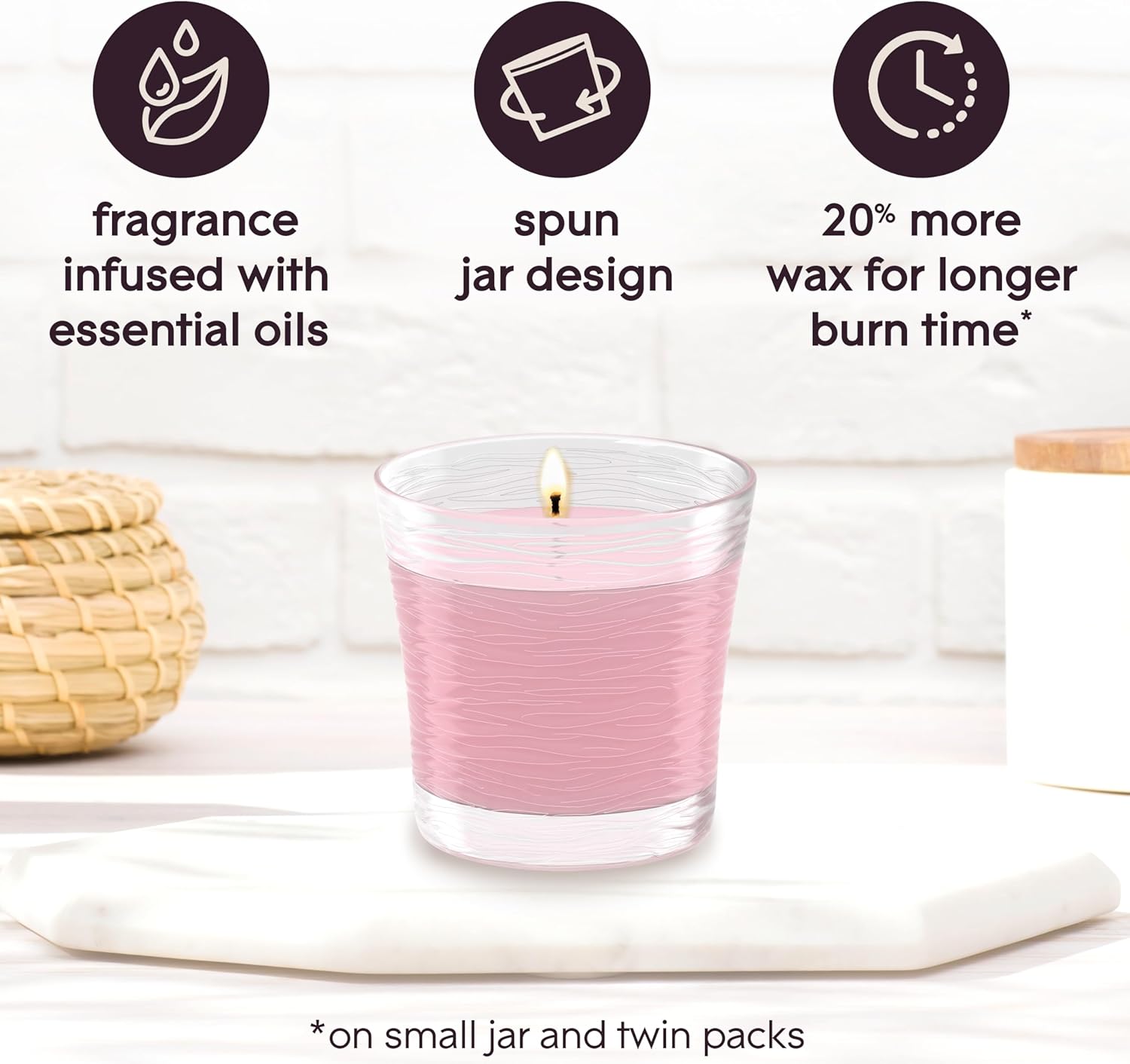 Glade 1-Wick Scented Candle Jar, Angel Whispers, Air Freshener Infused with Essential Oils, 4.08 Oz, 2 Count