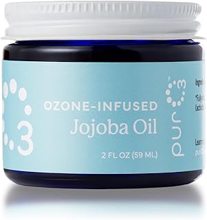 PurO3 Ozonated Jojoba Oil – Pure, Natural, Organic Skincare for Face & Body – Oxygenated Healing Lotion, Moisturizer & Beauty Cream in a Glass Jar – O3 Therapy Salve, 2 oz