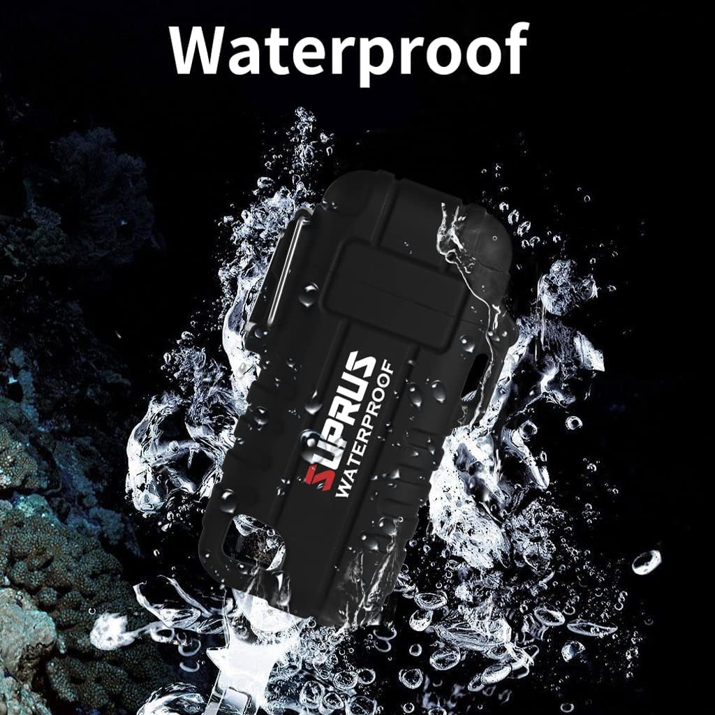 SUPRUS Waterproof Lighter Windproof Lighter Arc Plasma Lighters USB-C Rechargeable with Expandable and Flexible Neck for Outdoor, Camping & Kitchen (Black)