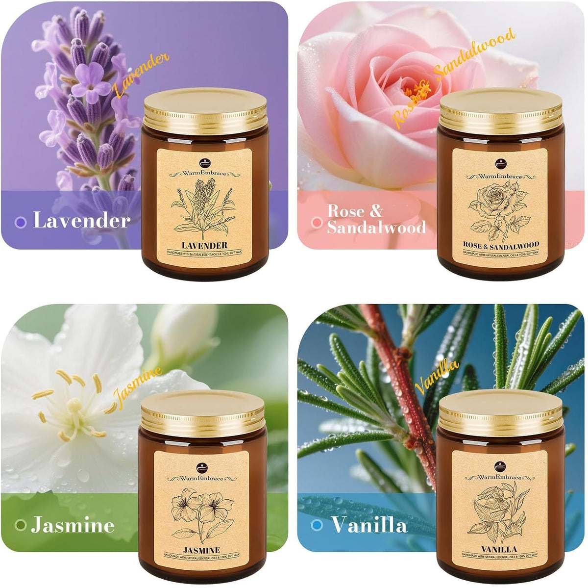 4 Fragrance Scented Candle Set for Women