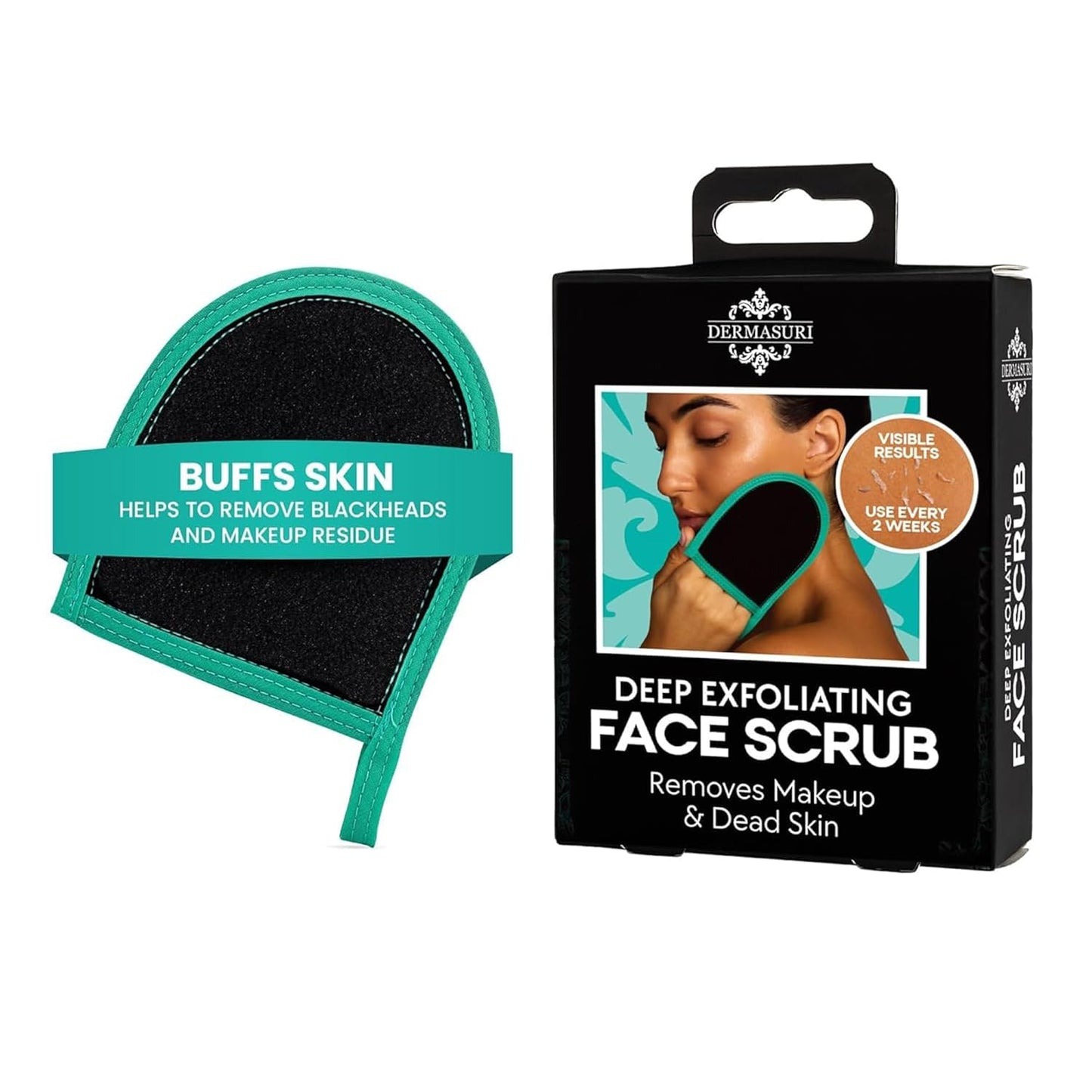 Dermasuri Deep Exfoliating Face Mitt - Scrubber, Dead and Dry Skin Remover for Men and Women - Exfoliator Gloves for Shower and Dry Use - (1 Pack)