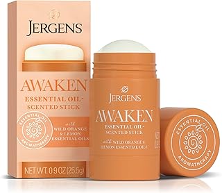 Jergens Awaken Essential Oil-Scented Stick, Calming Aromatherapy Stick with Wild Orange and Lemon Essential Oils, 0.9 Oz