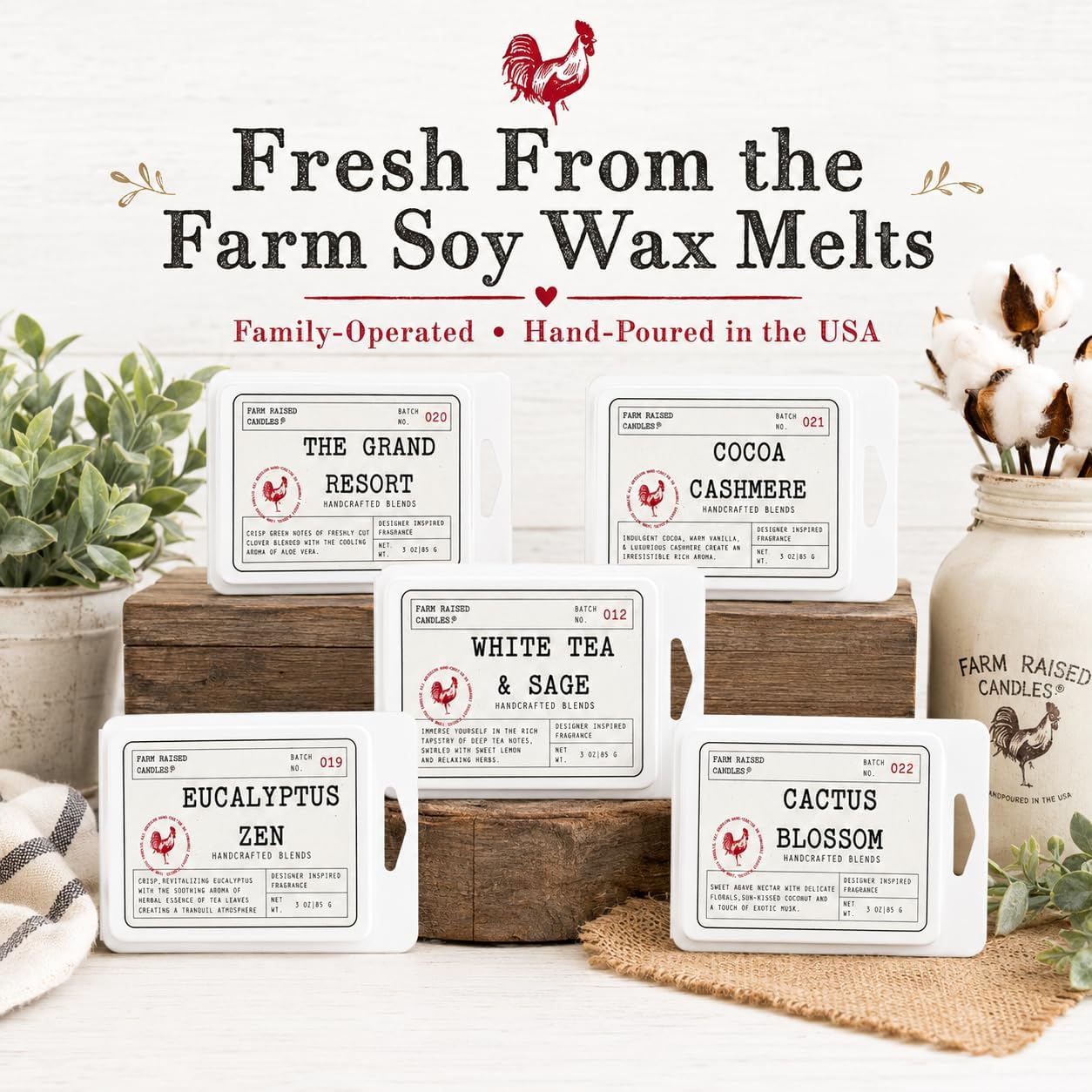 Resort Spa Soy Wax Melts, 5 Pack, 16 oz | 5 hotel & spa inspired scents • 16 oz total • 30 cubes • USA-grown soy wax
