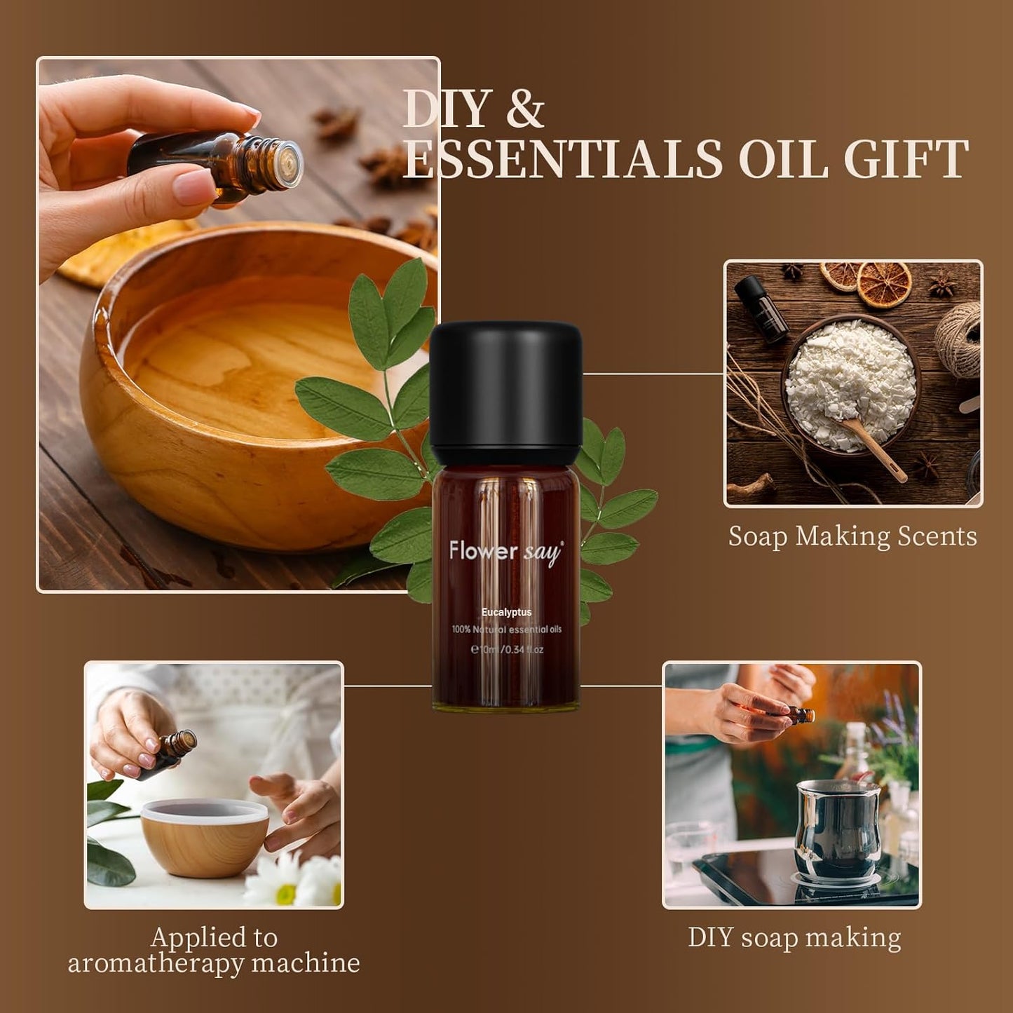 USDA Certified Organic Eucalyptus Essential Oil – 100% Pure & Natural, Undiluted Therapeutic Grade Aromatherapy Oil for Diffuser, Massage, Skin & Hair Care, DIY Soap & Candles – 0.34 Fl Oz (10 mL)
