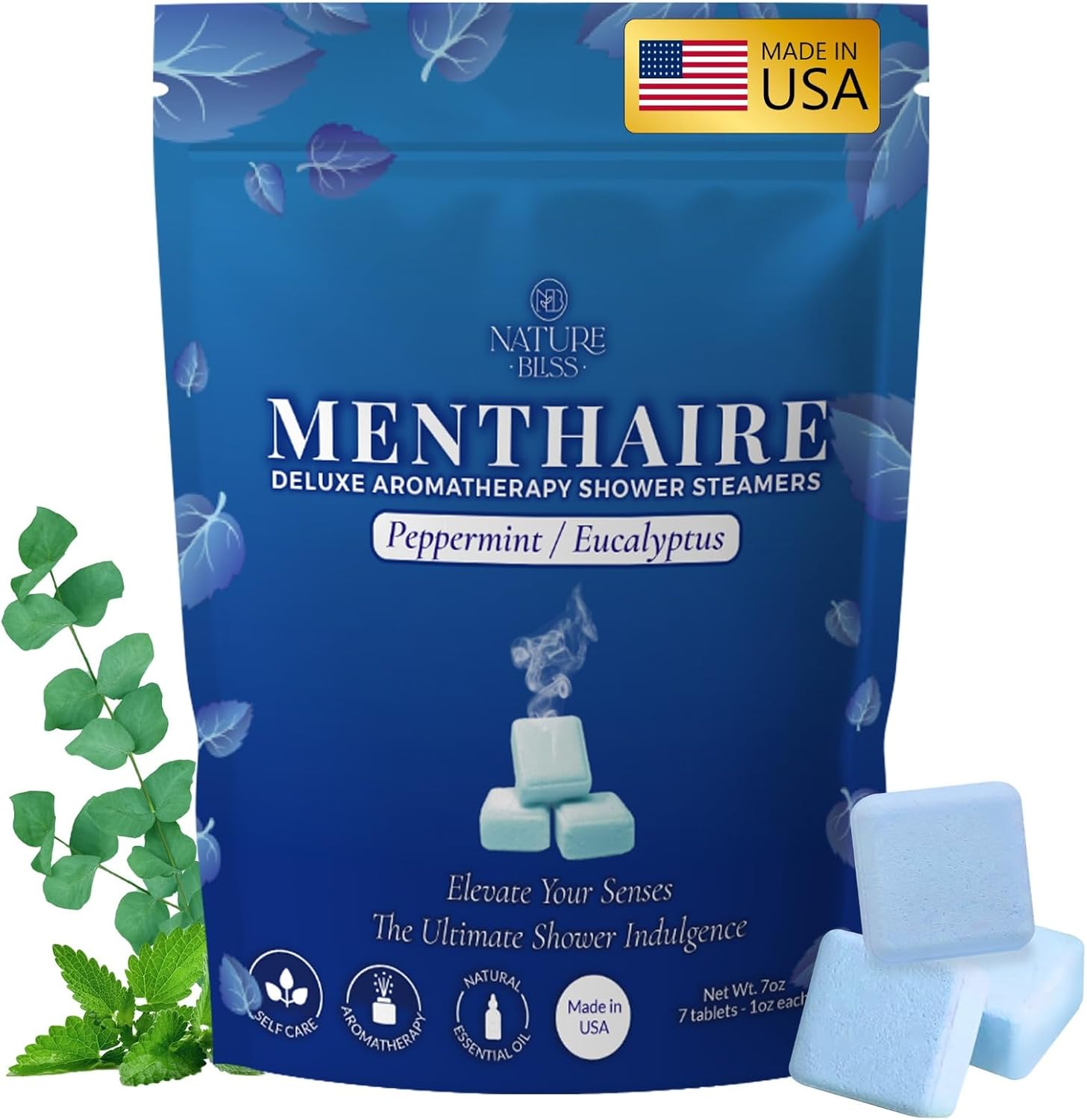 Shower Steamers - 7 Pack Shower Tablets Aromatherapy for Sinus and Tension Support - Gifts for Women & Men - Eucalyptus for Shower (Peppermint/Eucalyptus)