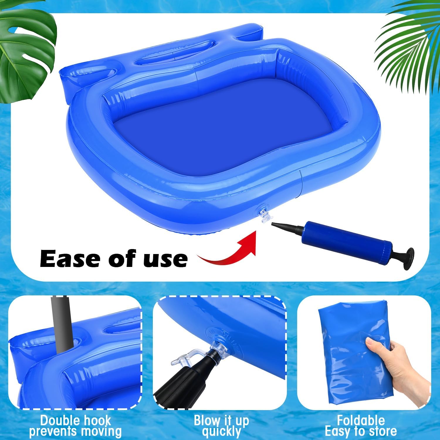 Inflatable Pool Foot Bath Basin,Foot Soaking Bath Basin for Swimming Pool Clean Feet, Pool Foot Wash Bath Tub for Entry Ladder,Hot Tub Spa,Above Ground-Blue