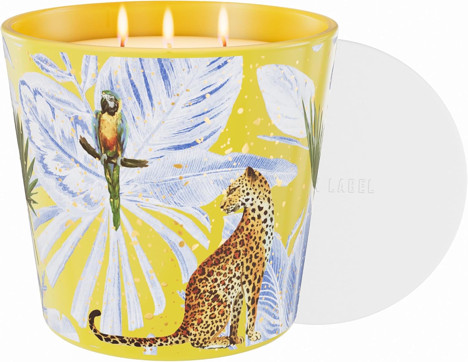 Hidden Label Blood Orange & Grapefruit Soy Candle, 30oz 3-Wick, 100Hours | Tropical Art Jar Glows When Lit, Strong Citrus Aromatherapy for Mood & Energy, Clean Non-Toxic, Gift-Ready Statement Piece