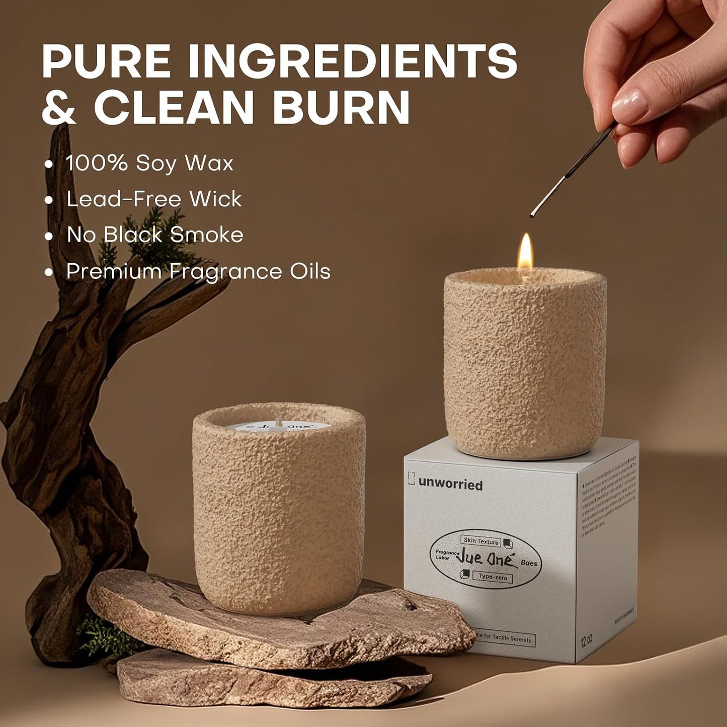 Scented Candles for Home, Natural Soy Wax Candle Gift, Non-Toxic Cement Jar Candles, Luxury Aromatherapy for Stress Relief, Highly Scented, Gifts for Women and Men