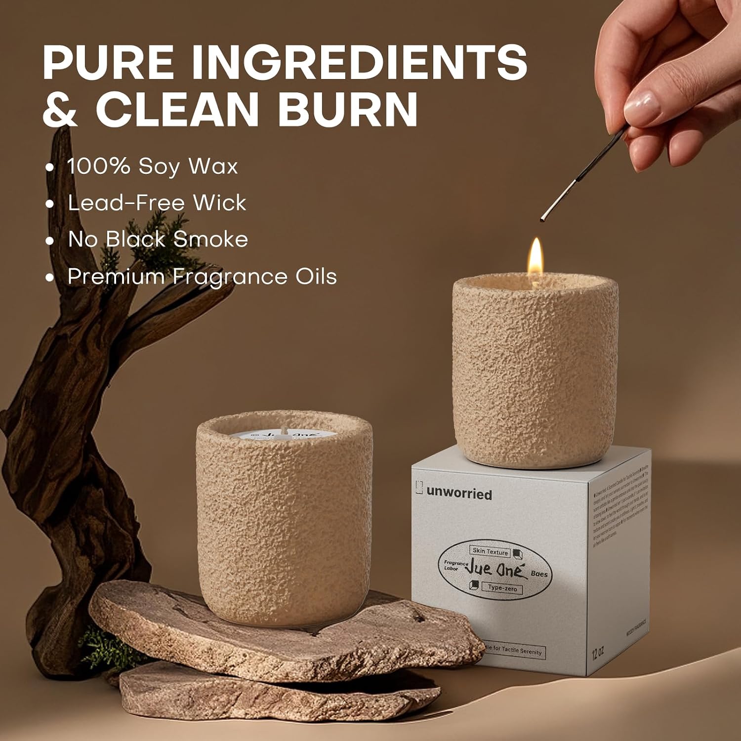 Scented Candles for Home, Natural Soy Wax Candle Gift, Non-Toxic Cement Jar Candles, Luxury Aromatherapy for Stress Relief, Highly Scented, Gifts for Women and Men