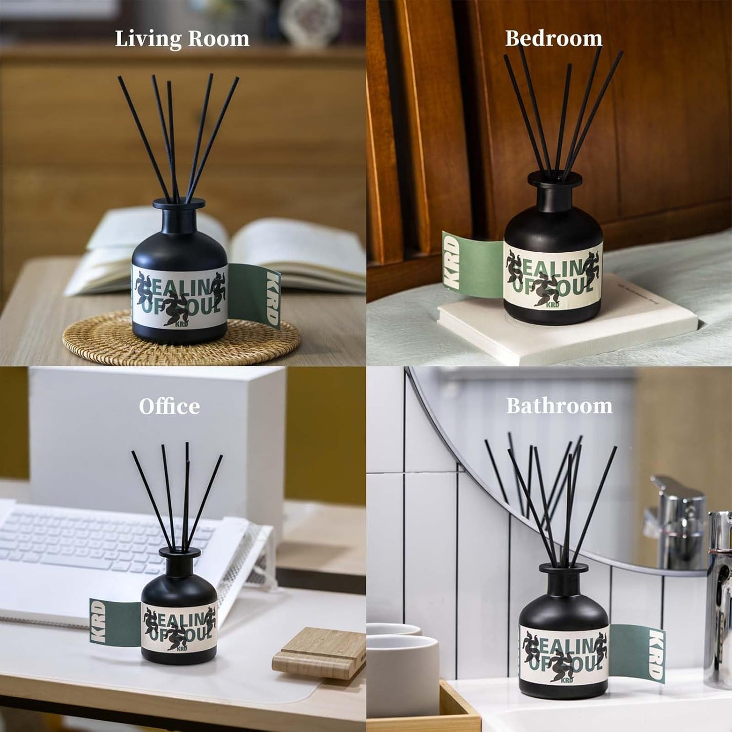 KRD Sweet Reed Diffuser Set, 3.38 fl oz Strong Scented Oil Diffuser for Bedroom, Odor Eliminator with Reeds Romantic Gift