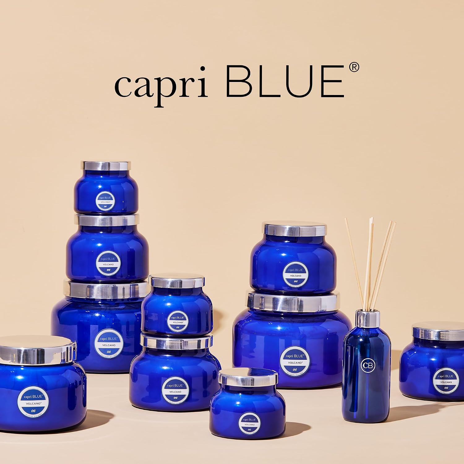 Capri Blue Volcano Reed Diffuser Set - Includes Reed Diffuser Sticks, Fragrance Oil, and Glass Bottle - Luxury Scented Room Fresheners - Cobalt Blue (8 fl oz)