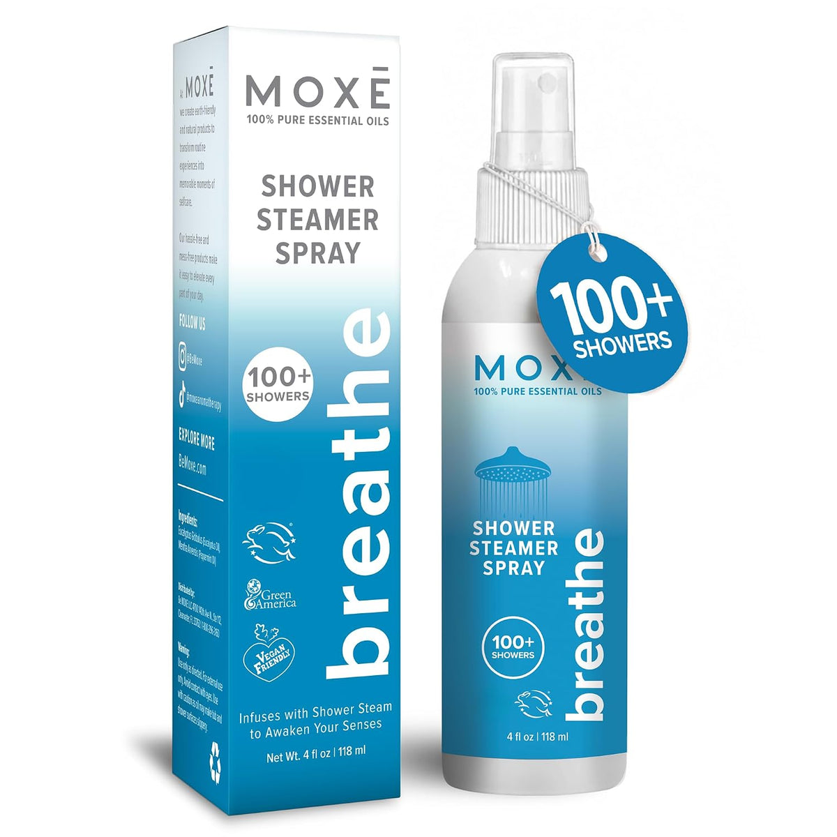 MOXĒ Breathe Shower Steamer Spray for Congestion & Sinus Relief