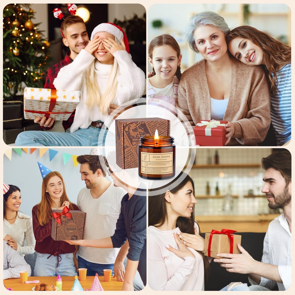 4 Pack Candles for Home Scented,Amber Jar Aromatherapy Candle Gifts for Women,Scented Candles Set for Mother's Day Christmas Valentine Thanksgiving Brithday Gifts,Soy Wax Candle Set for Stress Relief