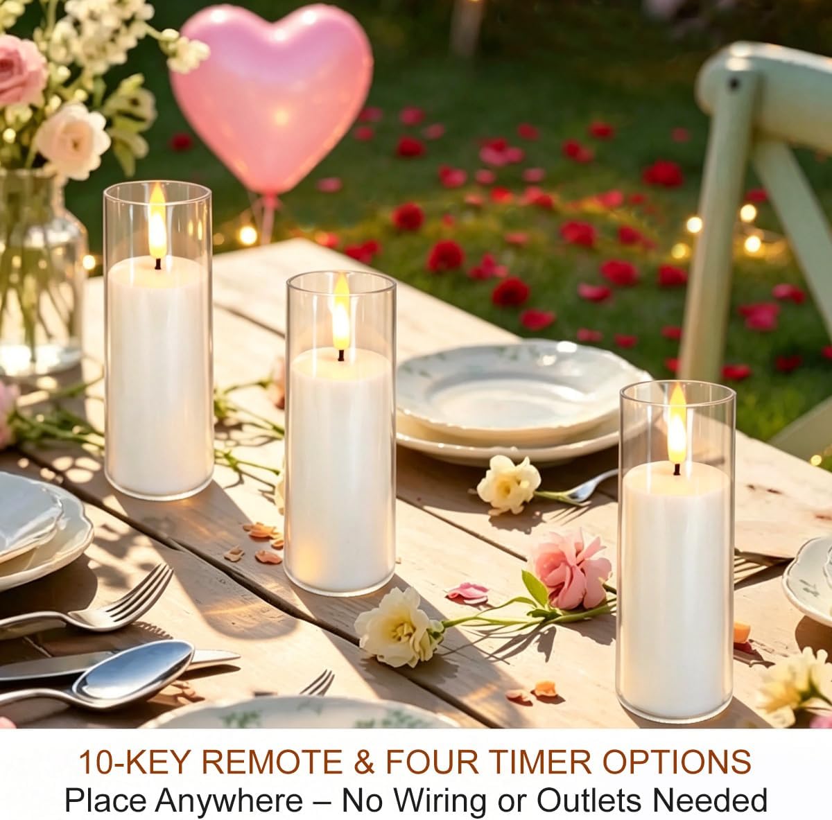 6-Pack 6" White Flickering Candle Lights with 10-Key Remote & Timer - Waterproof LED Flameless Pillar Candles - Battery Operated Outdoor Decorative Lights - Festival Party Home Decoration