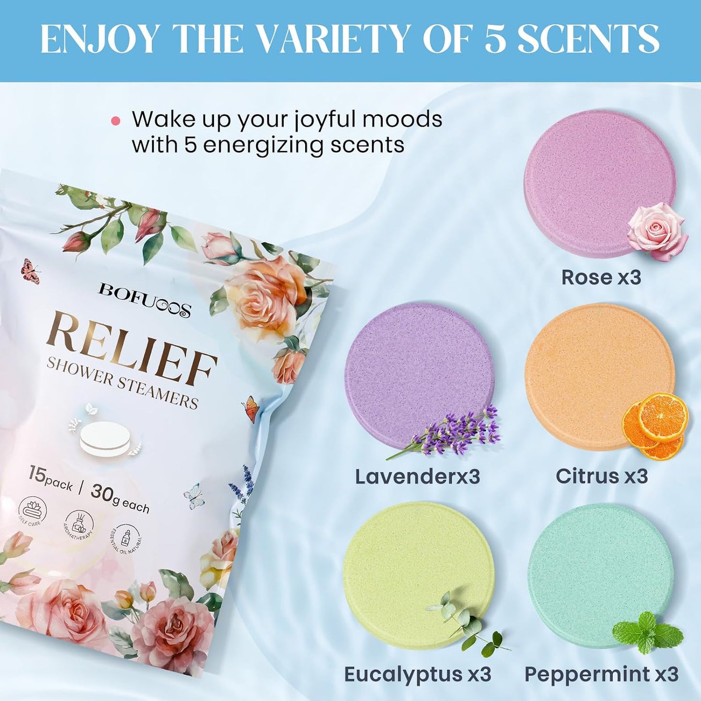 Shower Steamers Aromatherapy, Natural Essential Oils for Self Care | Birthday & Christmas gift for Women, Mom, Wife, Teen girls, Spa Stress Relief & Relaxation Gifts, Travel Essentials