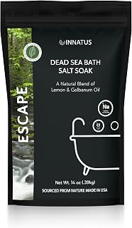 Dead Sea Soothing Bath Salt Soak with 21 Minerals – Relaxing, Detoxifying, and Nourishing for Skin – 14oz, Infused with Essential Oils – Rejuvenate Mind & Body. (Lemon)