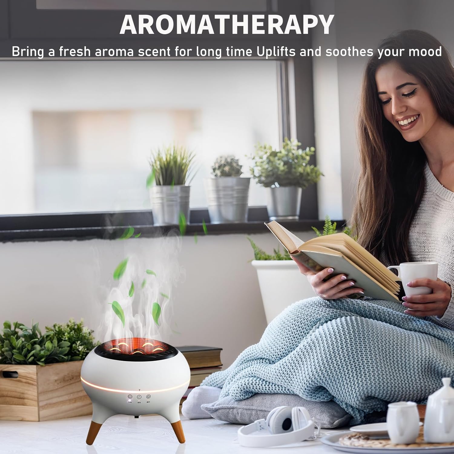 300ml Essential Oil Scent Diffuser, Aroma Diffuser with Remote Control, Mist Humidifier with 7 Colors LED Lights and Timer Function for Home, Office, Yoga, Relaxation & Better Sleep