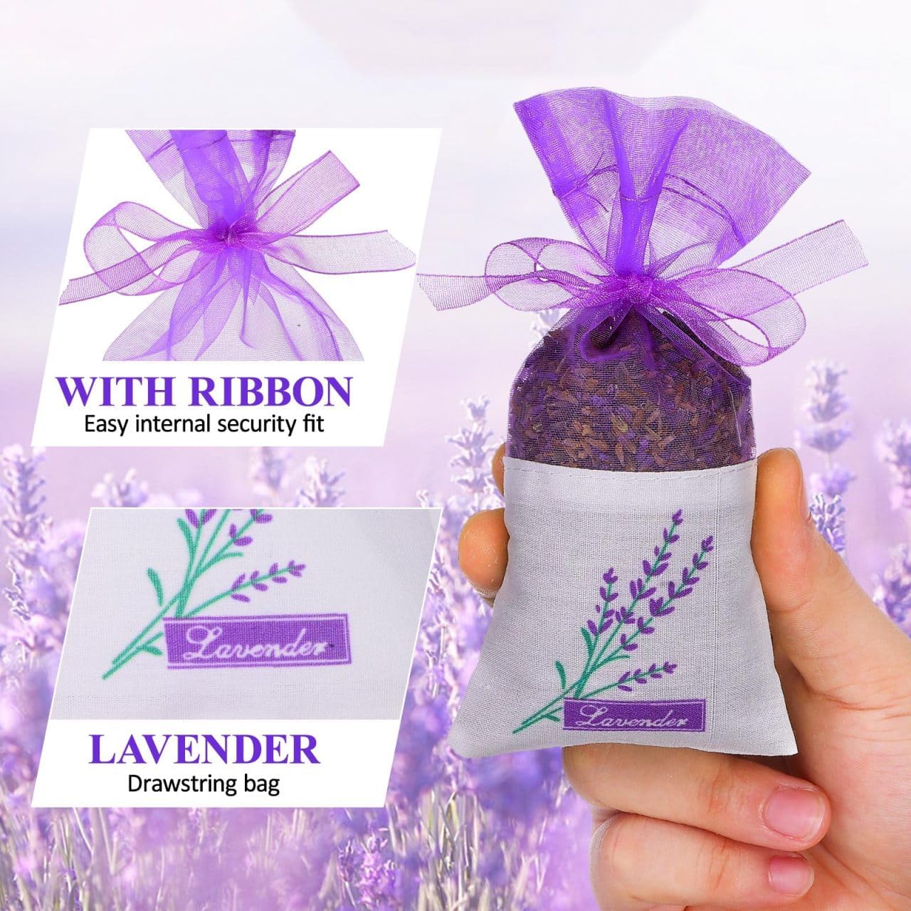25 Pack Lavender Sachet Bags Empty - Lavender Sachets for Drawers and Closets Odor Eliminator - Purple Potpourri Bags Home Fragrance Empty Cotton Organza Pouches for Rose Orange Cinnamon
