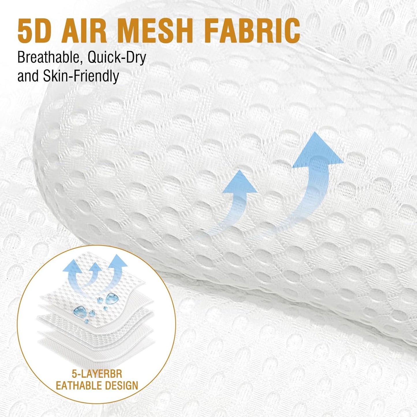 SZXYX Bath Pillows for Tub,Ergonomic Bathtub Spa Bath Pillow 5D Air Mesh Bathtub Headrest with Neck & Back Support Suitable for All Bathtubs, Hot Tubs, and Home Spa Baths