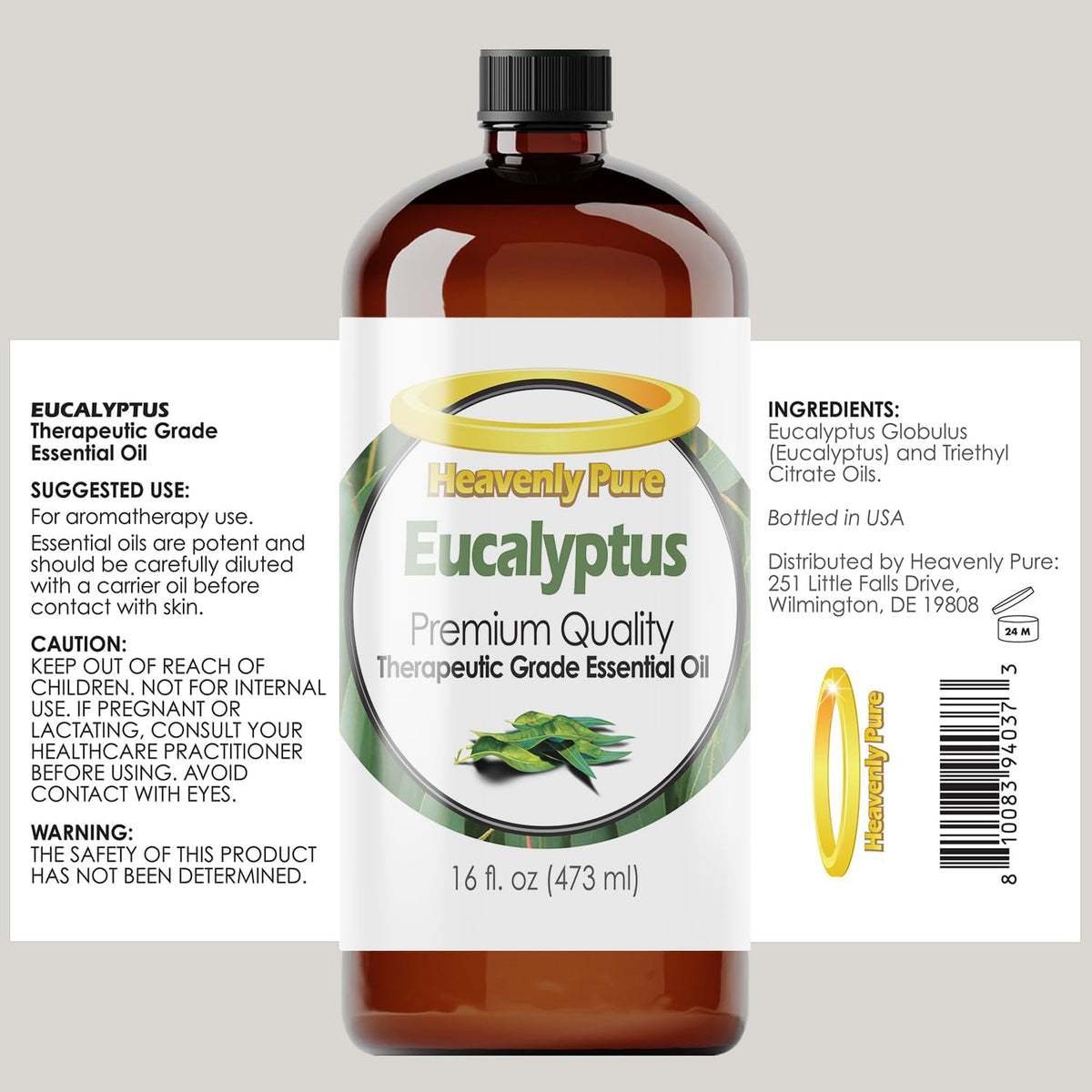 Heavenly Pure - Eucalyptus Essential Oil 16 oz Large Bottle for Spray