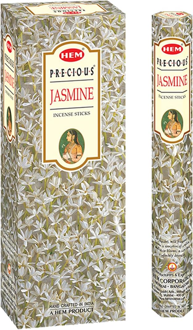HEM Precious Jasmine Incense Sticks – 120 Count (6 Boxes of 20) | Uplifting Sweet Floral Fragrance for Meditation, Prayer, Relaxation & Spiritual Cleansing 9 Inch Long | Precious Jasmine fragrance incense sticks.