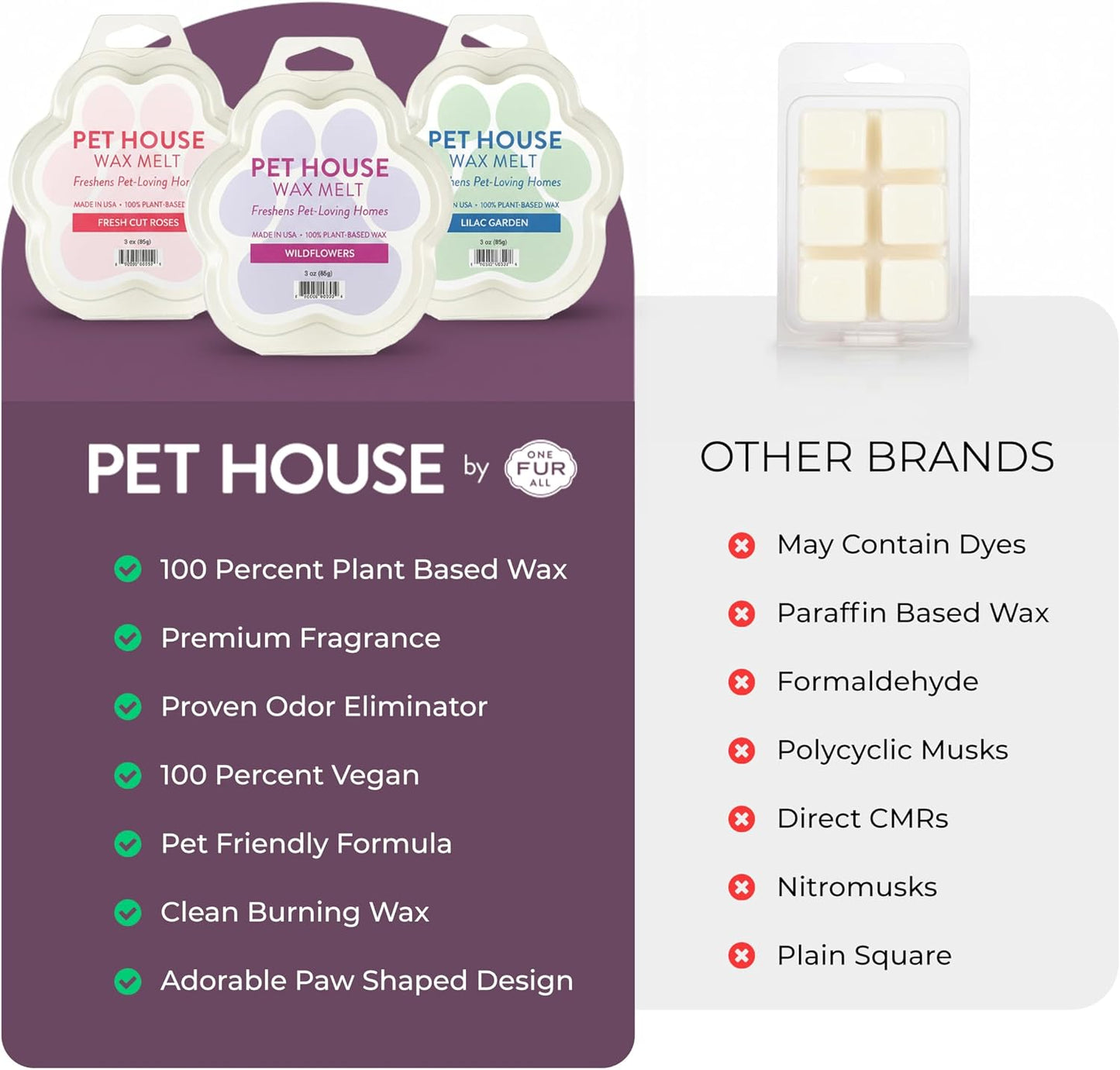 Pet House Lavender Green Tea Spring Scented Wax Melts - Long-Lasting Plant Based Soy Wax Melts Pet Friendly Pack of 2