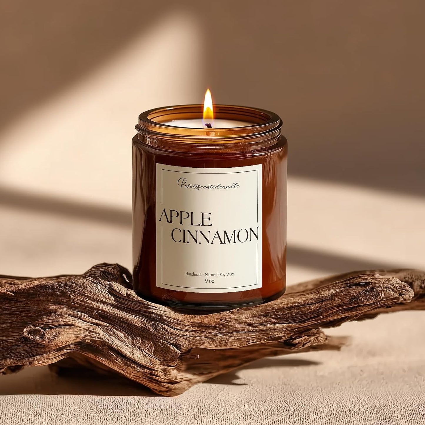 Cinnamon Apple Scented Candles for Home, Natural Soy Wax Aromatherapy Candle Gifts for Men & Women, Highly Scented & Long Lasting Non Toxic Jar Candle for Stress Relief (9oz)