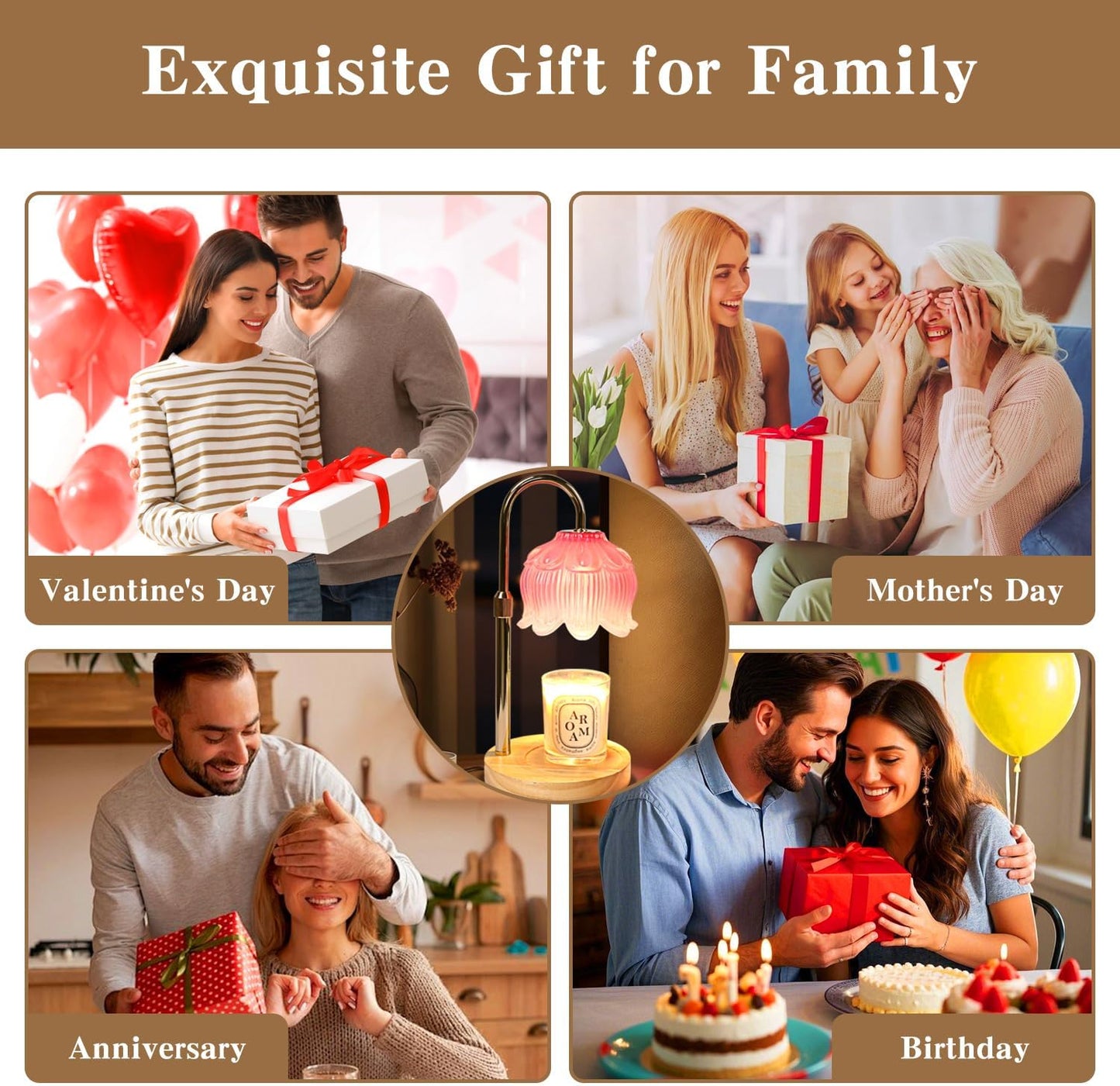 GEEZO Fragrance Candle Warmer Lamp，Electric Candle Warmer with Timer & Dimmer，Mom Christmas Birthday Gifts for Women, House Warming Gifts New Home Bedroom Decor