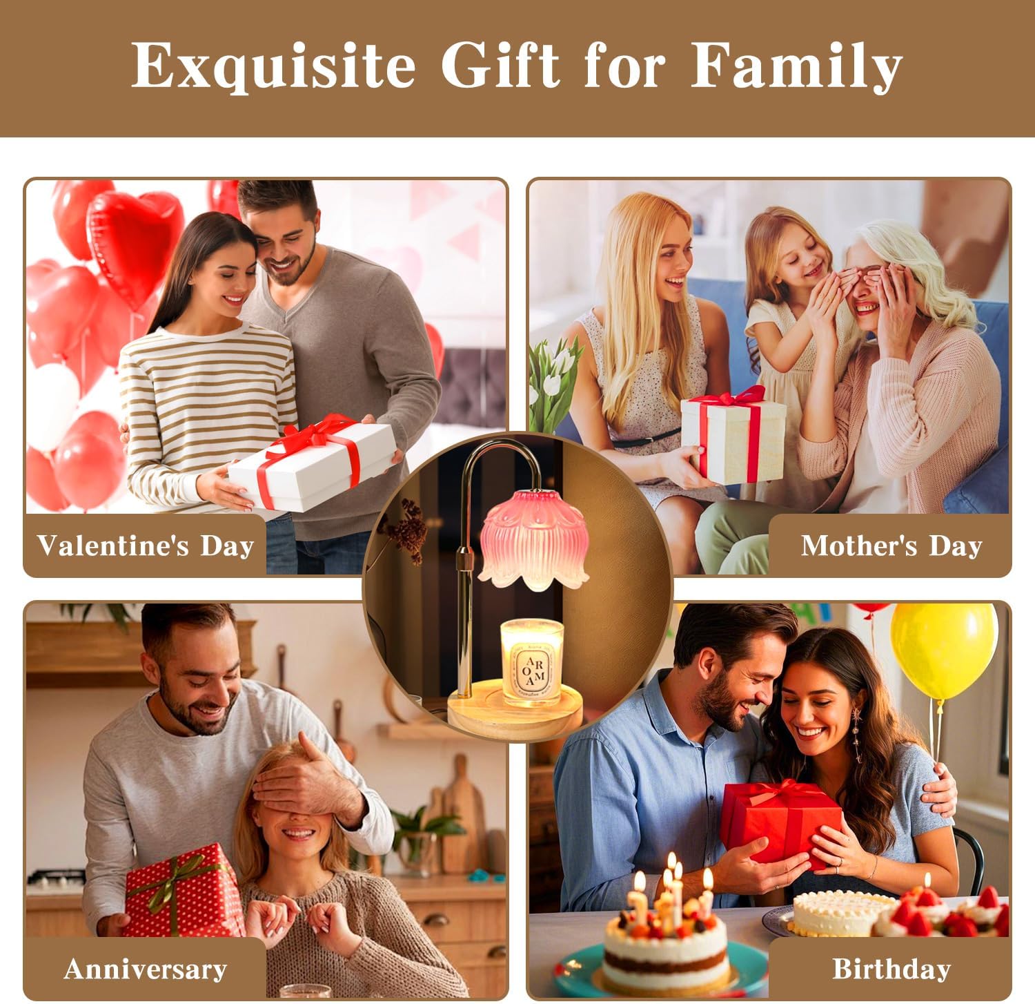 GEEZO Fragrance Candle Warmer Lamp，Electric Candle Warmer with Timer & Dimmer，Mom Christmas Birthday Gifts for Women, House Warming Gifts New Home Bedroom Decor