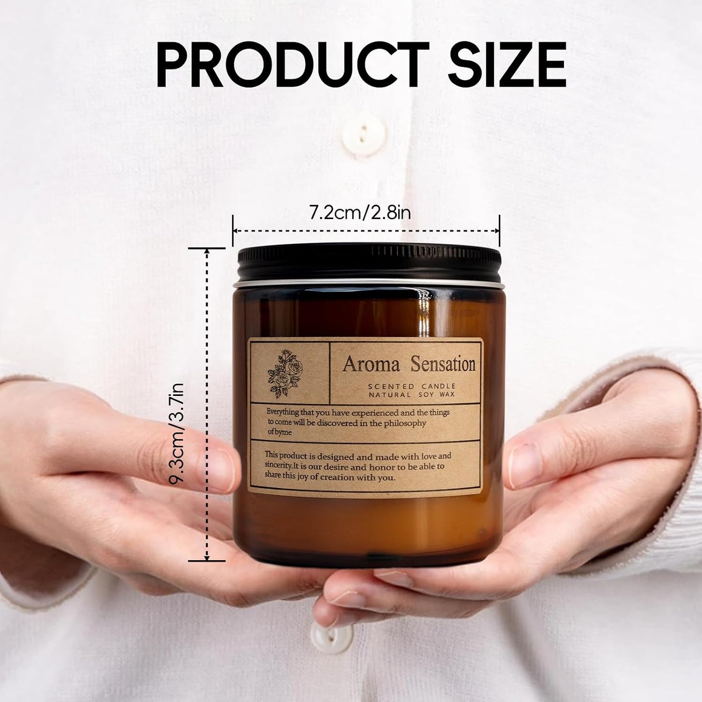 Organic Sandalwood Rose Candles - Non Toxic Soy Candles for Home, Stress Relief & Meditation (7oz)