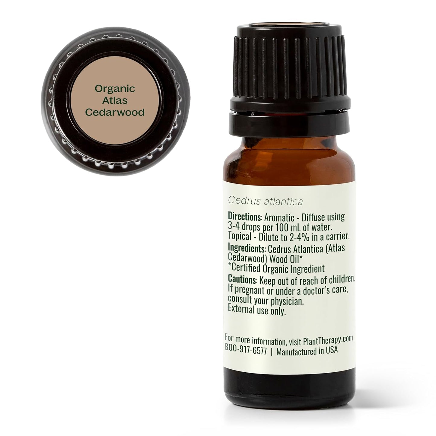 Plant Therapy Organic Atlas Cedarwood Essential Oil, 10 mL (1/3 oz), 100% Pure and Undiluted, USDA Certified Organic, for Essential Oil Diffusers and DIY Skincare