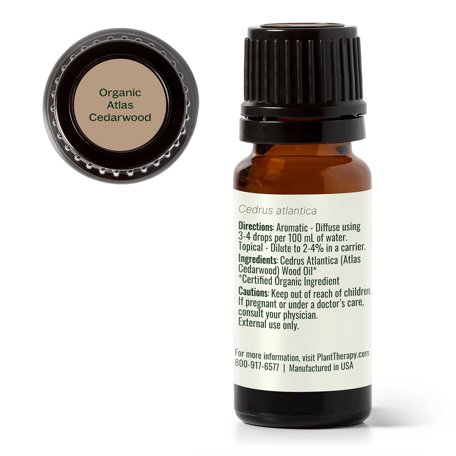 Plant Therapy Organic Atlas Cedarwood Essential Oil, 10 mL (1/3 oz), 100% Pure and Undiluted, USDA Certified Organic, for Essential Oil Diffusers and DIY Skincare
