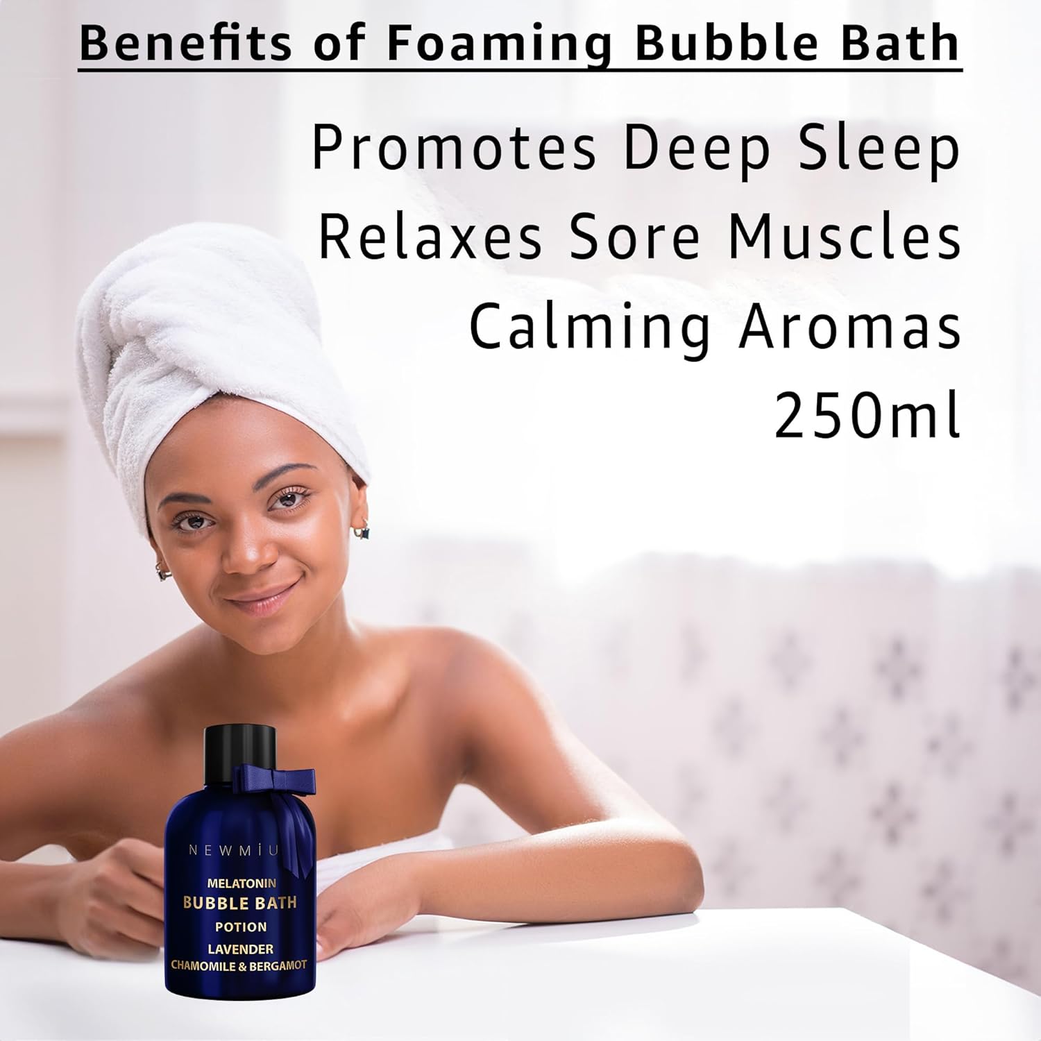 Deep Sleep Melatonin Bubble Bath - Long Lasting Foaming Bubbles - Moisturizing - Lavender Chamomile Bergamot - Relaxing Stress Relief - Calming Self Care Spa Gift for Birthday Christmas