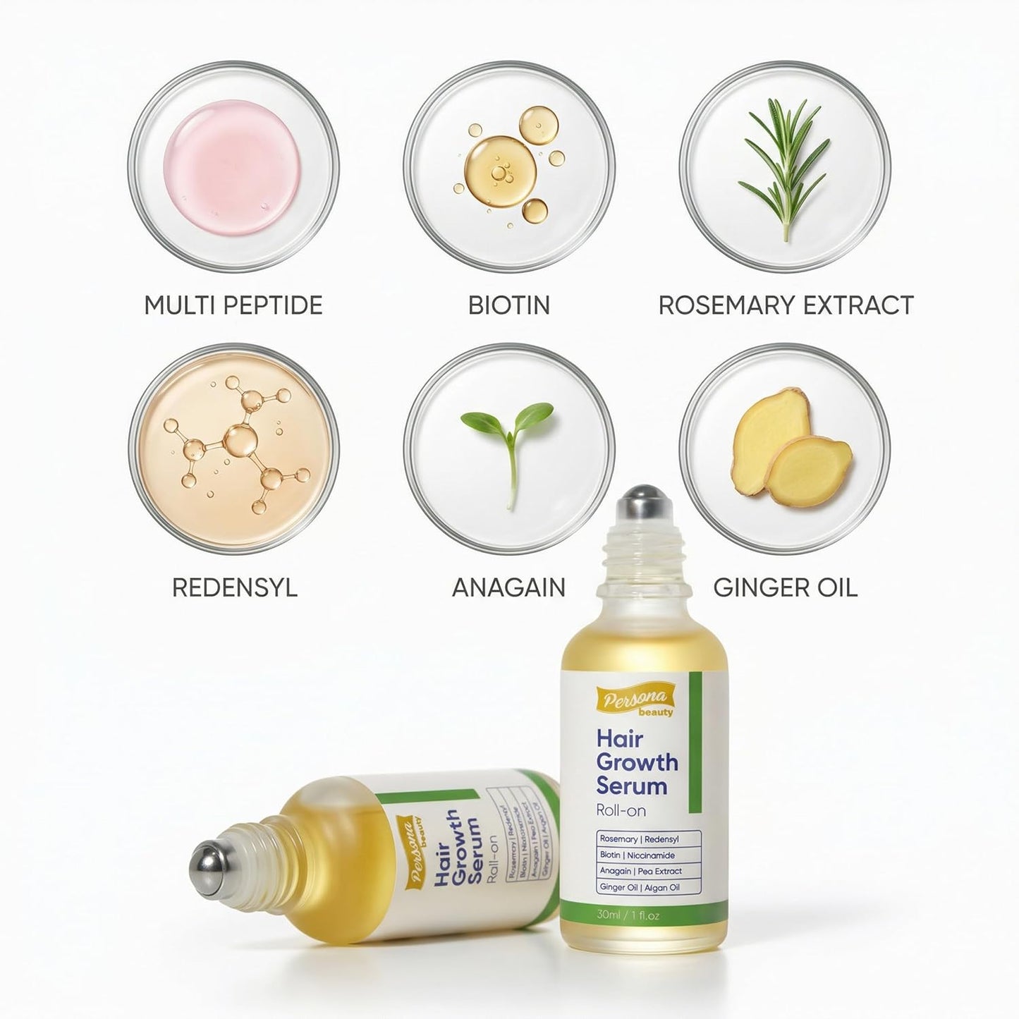 Hair Growth Serum Roll On, Scalp Roller Serum with Precision Applicator for Men and Women, Non-Greasy Formula, Supports Healthier Looking Hair, Targets Thin Edges, Bald Spots & Weak Roots 30ml
