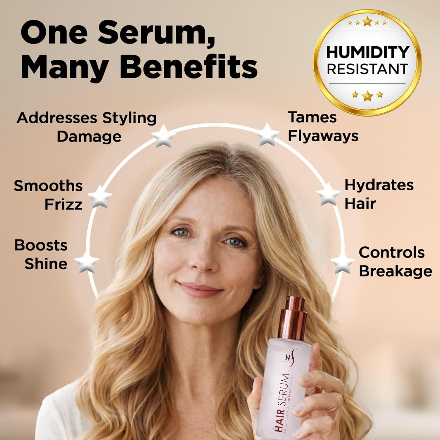 HerStyler Hair Repair Serum - Argan Oil Hair Serum for Frizzy and Damaged Hair - For Frizz, Styling and Shine - Lightweight - Hydrating - Fast Absorbing - For Thicker, Fuller Hair - 2 Fl Oz - 1 Pack