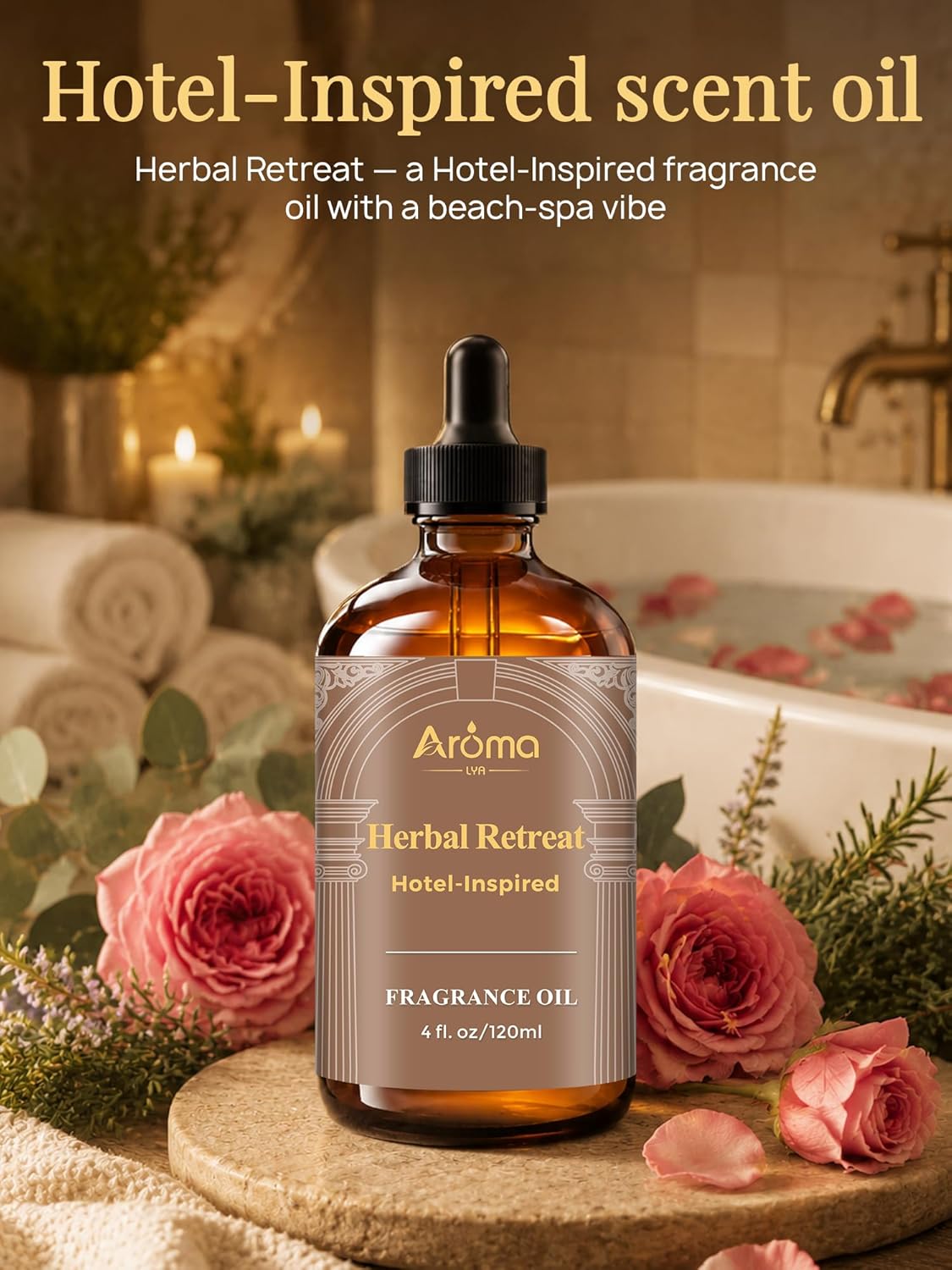 Herbal Retreat — a Hotel-Inspired Diffuser Oil with a Beach-Spa Vibe, Hotel Diffuser Oil for Diffuser for Home Fragrance Oil for Ultrasonic and Waterless Diffusers and Crafting