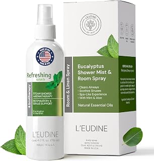 L'EUDINE Refreshing Splash with Eucalyptus Oil-Respiratory Care Body & Room Spray Mint and Aloe Infused Mist for Family Wellness, MultiUse Aromatherapy for Skin, Linens, and Small Spaces, 4 fl oz