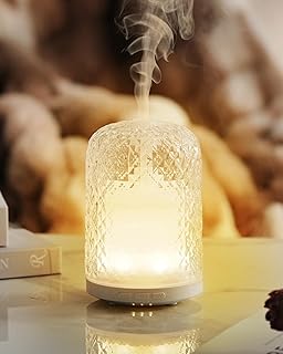 Essential Oil Diffuser - 2.4MHz Ultrasonic Glass Diffuser with Pulse/Continuous Mist & Night Light, Waterless Auto-Off, Silent Aromatherapy Diffuser for Home, Office, Yoga, Spa, Gifts & Home Decor.
