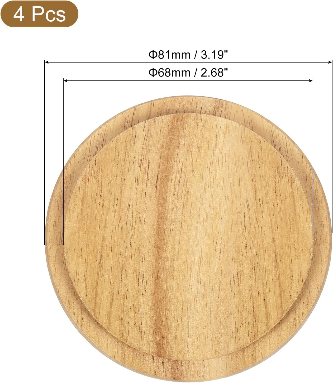 UXCELL 4 PCs Bamboo Coffee Mug Lids (3.19 Inch), Sealed Lid for Tea, Glass & Perfume Candle holder