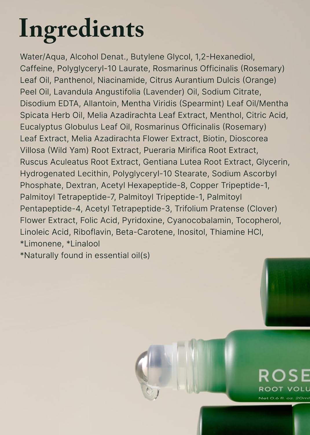 AROMATICA Rosemary Root Volumizing Scalp Serum, Korean Hair Growth Serum Roll on, Caffeine 10,000ppm & Rosemary Essential oils 1,400 ppm, Cooling Scalp care, Silicon/Paraben/Sulfate‑Free (0.67oz)