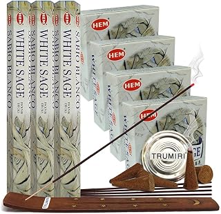 White Sage Incense Sticks and Cone Incense Holder Variety Pack Bundle insence insense insienso