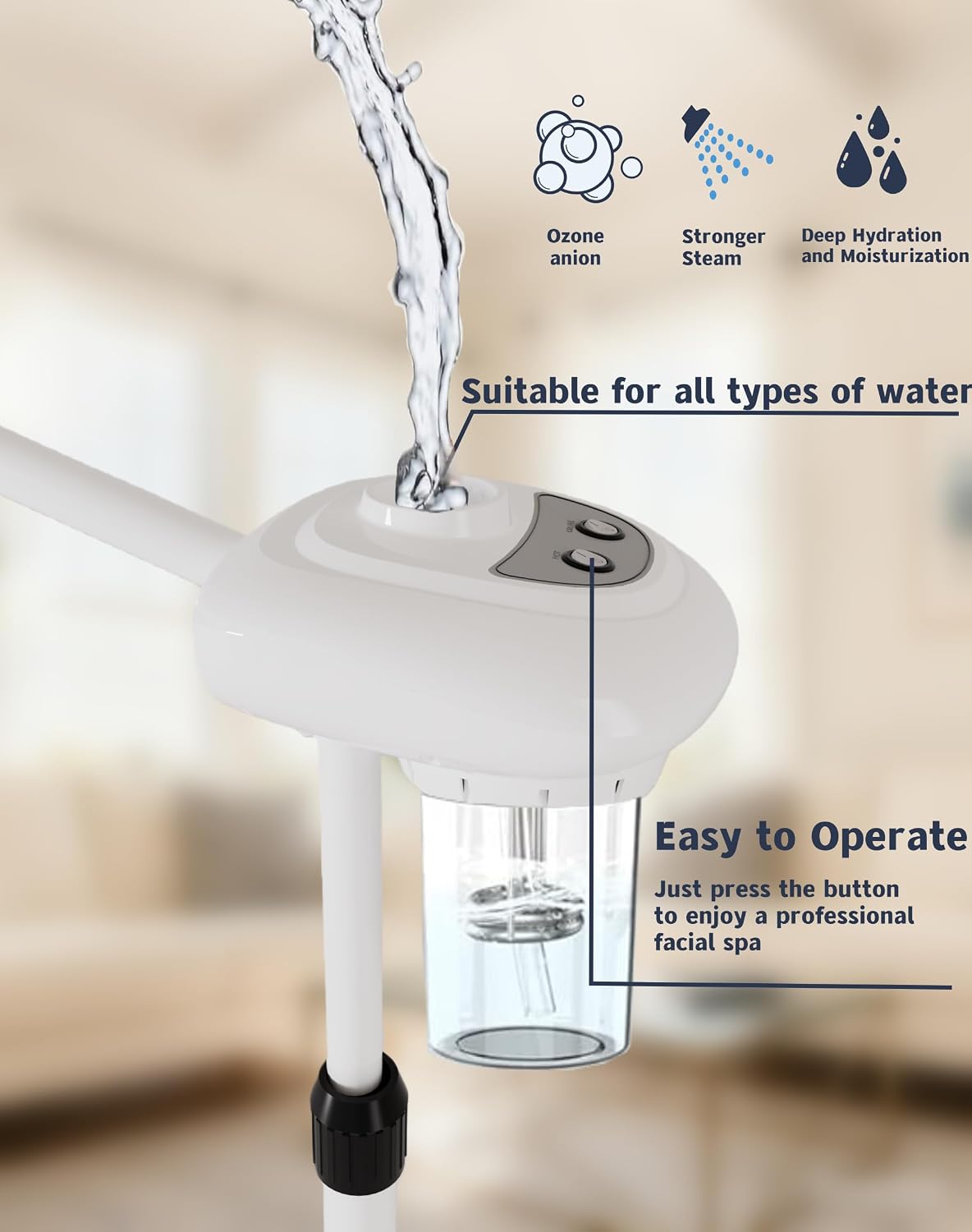 Facial Steamer Professional, Nano Ionic Warm Mist and Ozone Function Face Steamer for Deep Cleansing Pores & Moisturizing, Home Facial Spa, Skin Care Equipment for Salon and Home.