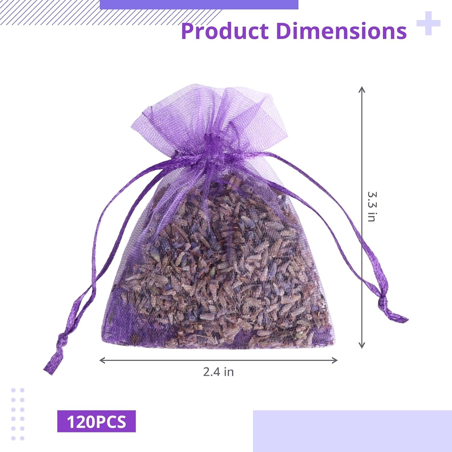 120 Pack Dried Lavender Bags, Lavender Sachet Bags for Drawers and Closets, Natural Dried Lavender Buds Bags, Lasting Fragrance Lavender Scented Sachets for Wardrobes Closet Drawer Car