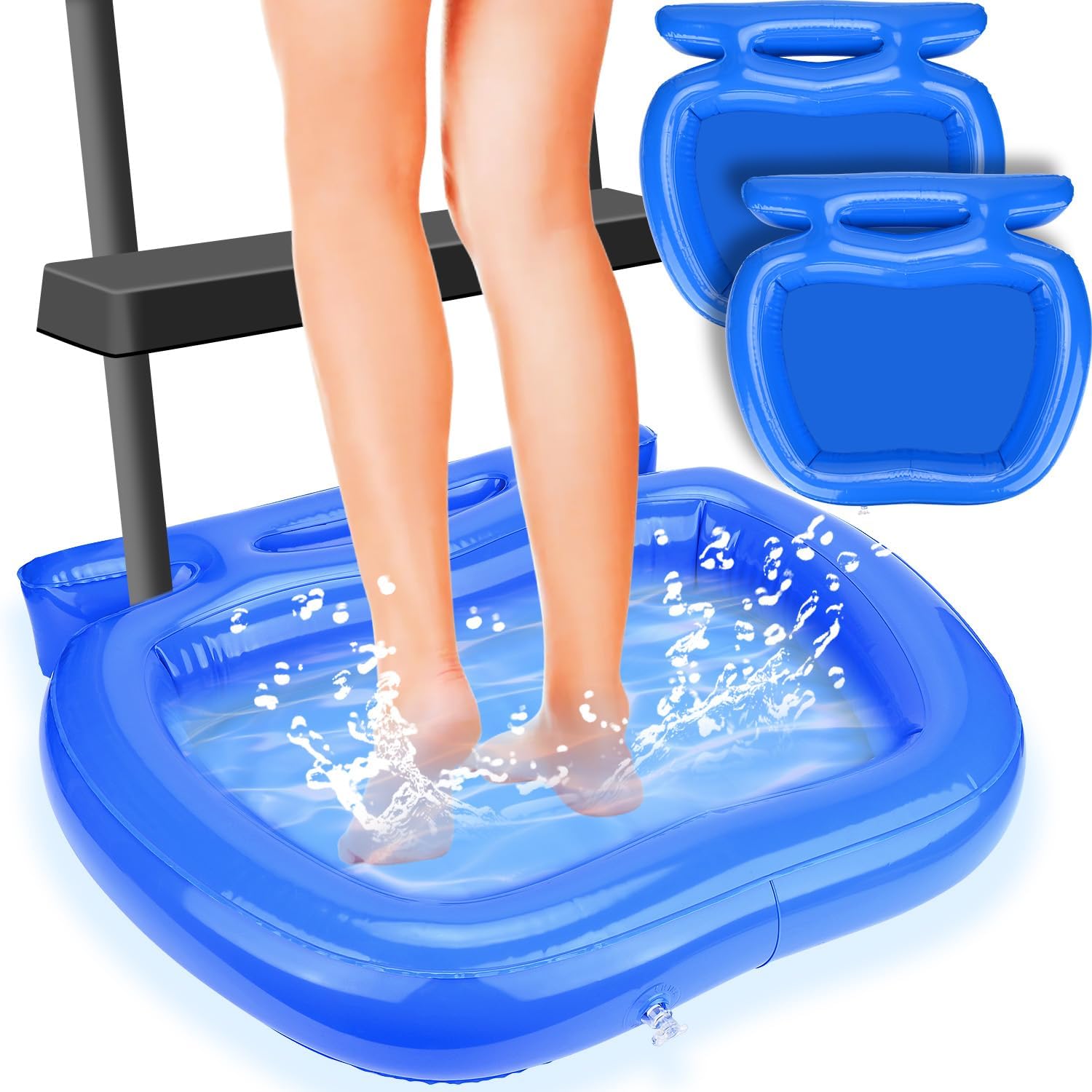 Inflatable Pool Foot Bath Basin,Foot Soaking Bath Basin for Swimming Pool Clean Feet, Pool Foot Wash Bath Tub for Entry Ladder,Hot Tub Spa,Above Ground-Blue
